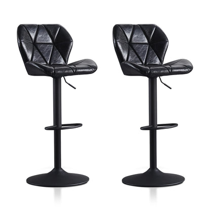 Höhenverstellbarer Barhocker 2er Set Kunstleder Retro – Drehbarer Tresenstuhl mit Rückenlehne