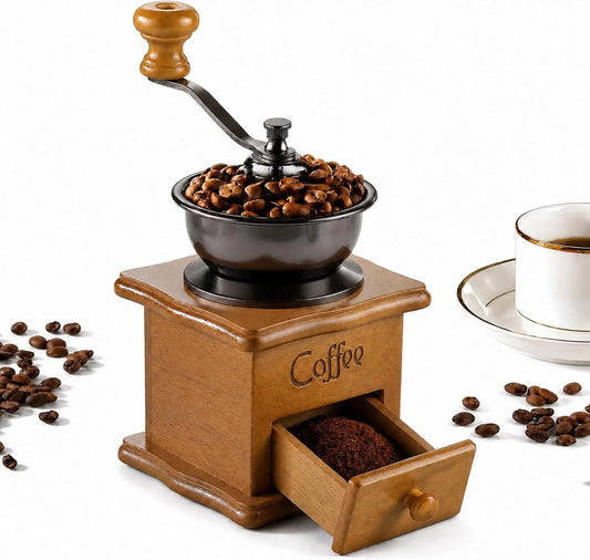 Manuelle Kaffeemühle im Vintage-Design – Klassische Handmühle mit Keramik-Mahlwerk