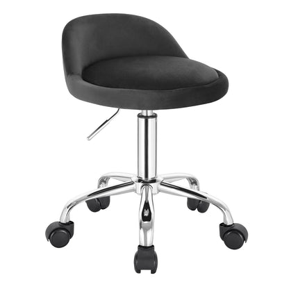 Höhenverstellbarer Rollhocker Samt Dunkelgrau – Ergonomischer Arbeitshocker mit Rückenlehne
