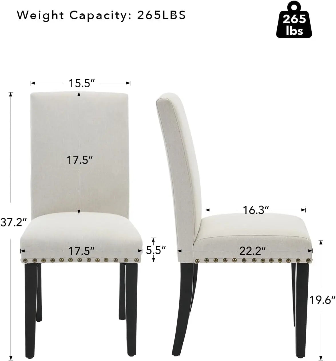Esszimmerstuhl 2er Set Beige – Modernes Polsterstuhl Set mit Ergonomischer Rueckenlehne & Holzgestell