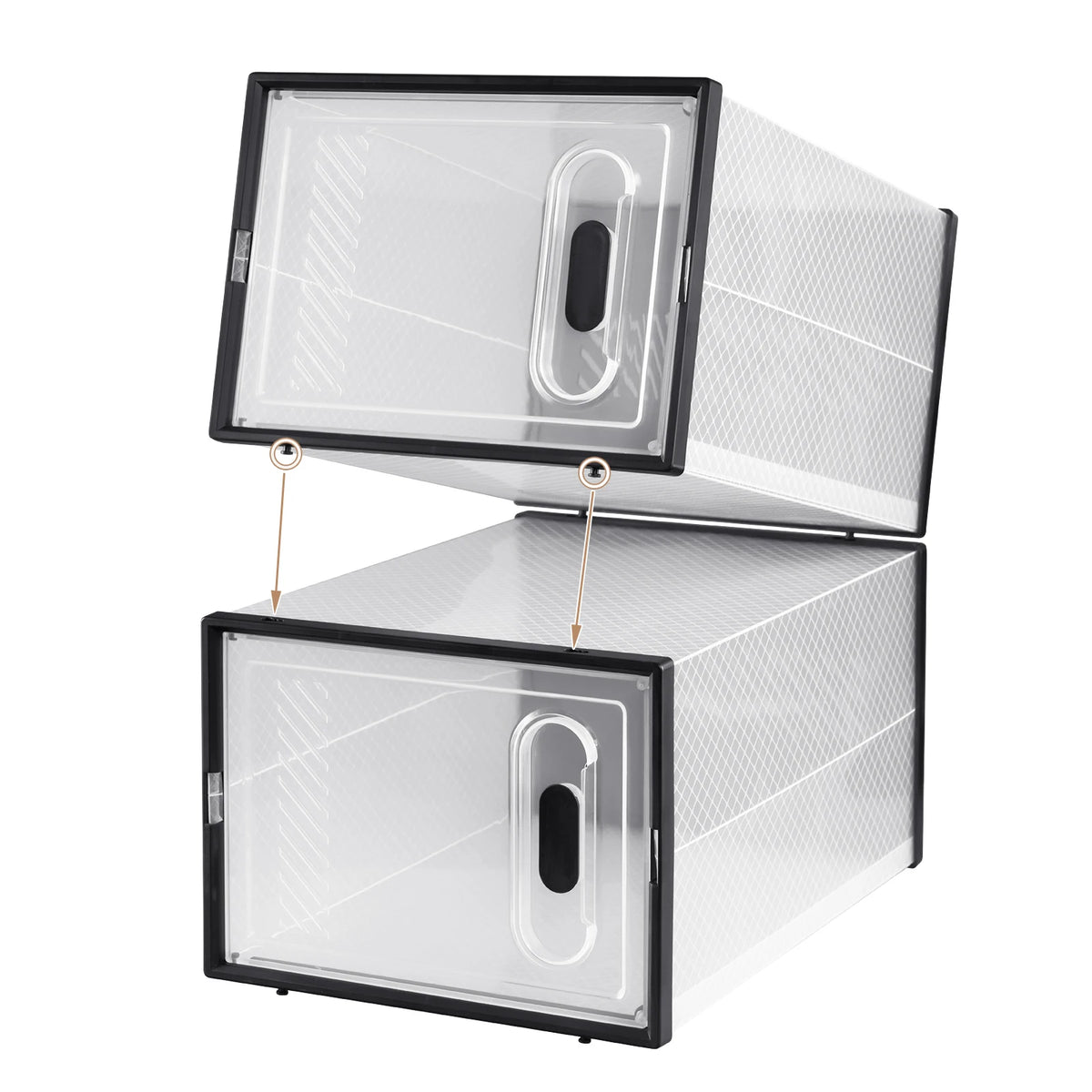 Schuhboxen Transparent Stapelbar 8er Set – Kunststoff Schuhregal mit Fronttür