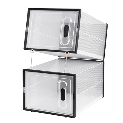 Schuhboxen Transparent Stapelbar 8er Set – Kunststoff Schuhregal mit Fronttür