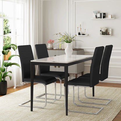 Freischwinger Esszimmerstühle 2er Set Kunstleder – Moderne Schwingstühle mit Hoher Rückenlehne