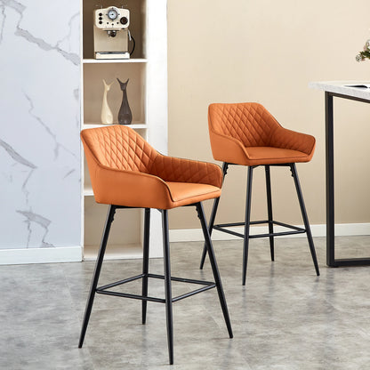 Barhocker 2er Set Kunstleder Schwarz – Moderne Tresenstühle mit Rückenlehne & Fußstütze