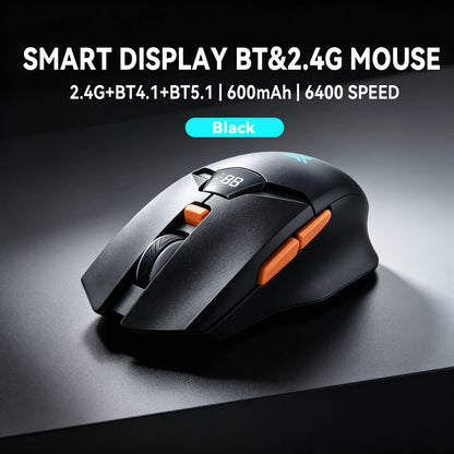 Ergonomische Funkmaus Kabellos – Leise Bluetooth & 2.4GHz PC Maus mit LED Akkuanzeige & 6400 DPI