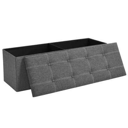 Sitzbank Klappbar mit Stauraum 110cm – Gepolsterte Truhenbank aus Leinen-Imitat bis 300kg