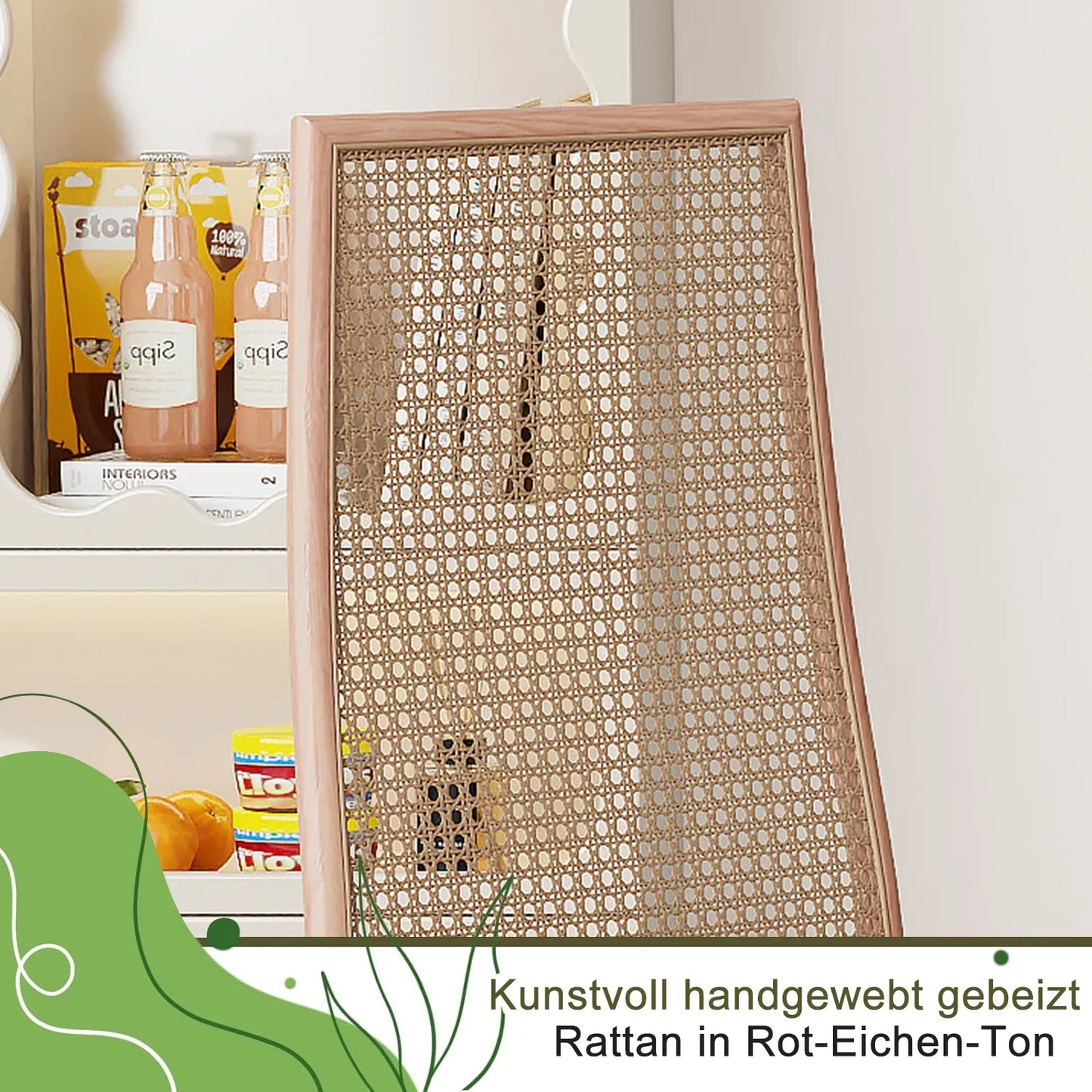 Esszimmerstuhl 2er Set Rattan – Modernes Polsterstuhl Set im Landhausstil mit Metallbeinen bis 150kg