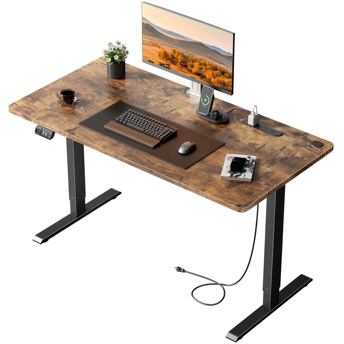 Elektrischer Höhenverstellbarer Stehschreibtisch 140 cm Schwarz – Ergonomischer Schreibtisch mit Memory-Funktion