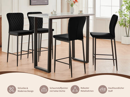 Barhocker 2er Set Kunstleder Schwarz – Drehbarer Tresenstuhl mit Höhenverstellung & Rückenlehne