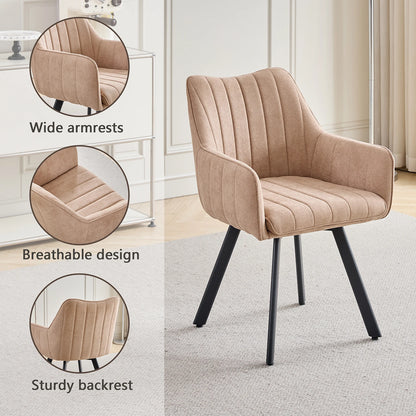 Drehbare Esszimmerstühle 2er Set Leinen – Moderne Polsterstühle mit Metalldesign & Ergo-Rückenlehne