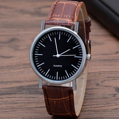 Herren Armbanduhr Schwarz Lederarmband – Minimalistische Analog Quarz Uhr