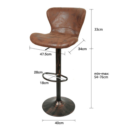 Höhenverstellbarer Barhocker 2er Set Kunstleder – Drehbarer Tresenstuhl Retro Braun