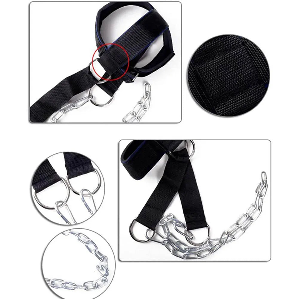 Nackentrainer Kopfgeschirr mit Stahlkette – Robuster Neck Trainer für Krafttraining & MMA