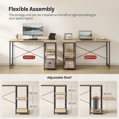 L-förmiger Eckschreibtisch 120 cm Holzoptik – Platzsparender Computertisch mit Regalen