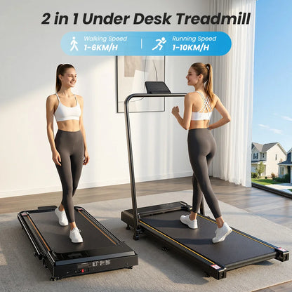 Walking Pad Klappbar mit Haltegriff – Leises Laufband 1-10km/h mit LED Display bis 100kg