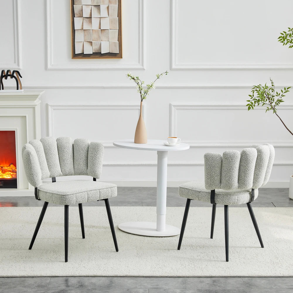 Esszimmerstühle 2er Set Samt – Moderner Polsterstuhl mit Blüten-Rückenlehne & Metallbeinen
