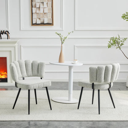 Esszimmerstühle 2er Set Samt – Moderner Polsterstuhl mit Blüten-Rückenlehne & Metallbeinen