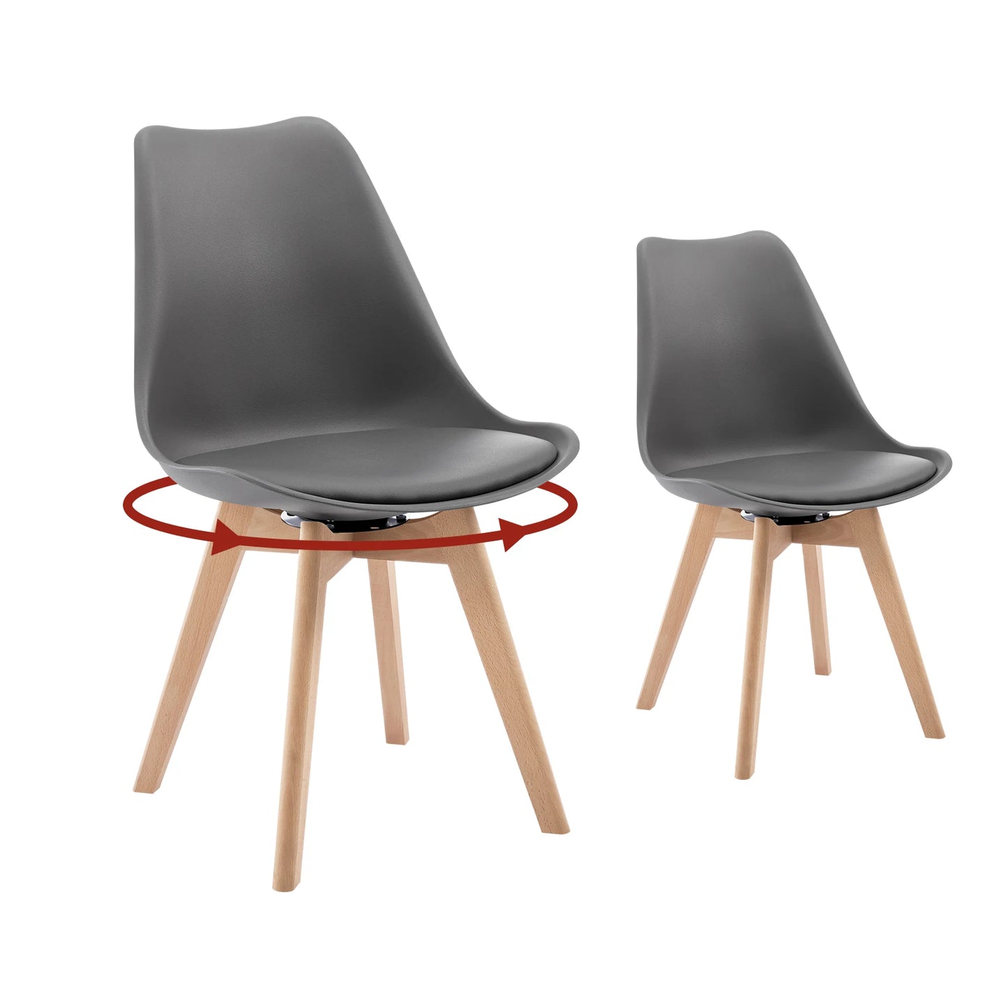 Esszimmerstühle 2er Set Drehbar – Moderner Polsterstuhl aus Kunstleder & Massivholz