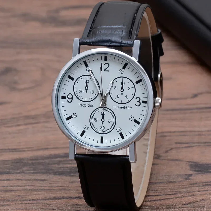 Herren Armbanduhr Schwarz Lederarmband – Minimalistische Analog Quarz Uhr