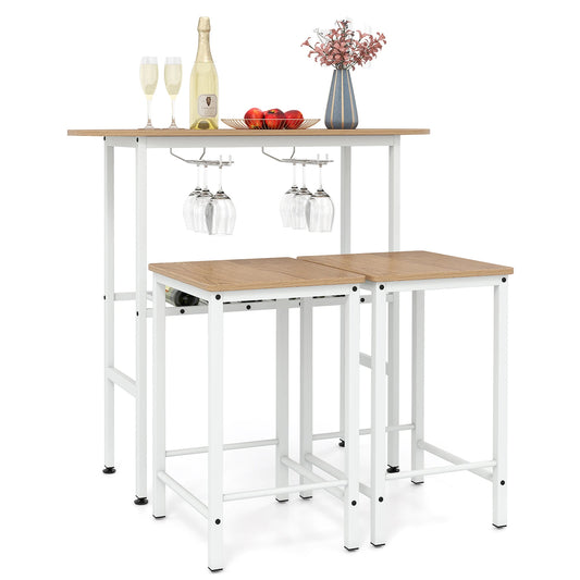3-Teiliges Bartisch Set Industrial mit Weinregal – Kompaktes Stehtisch Set für Küche & Bar