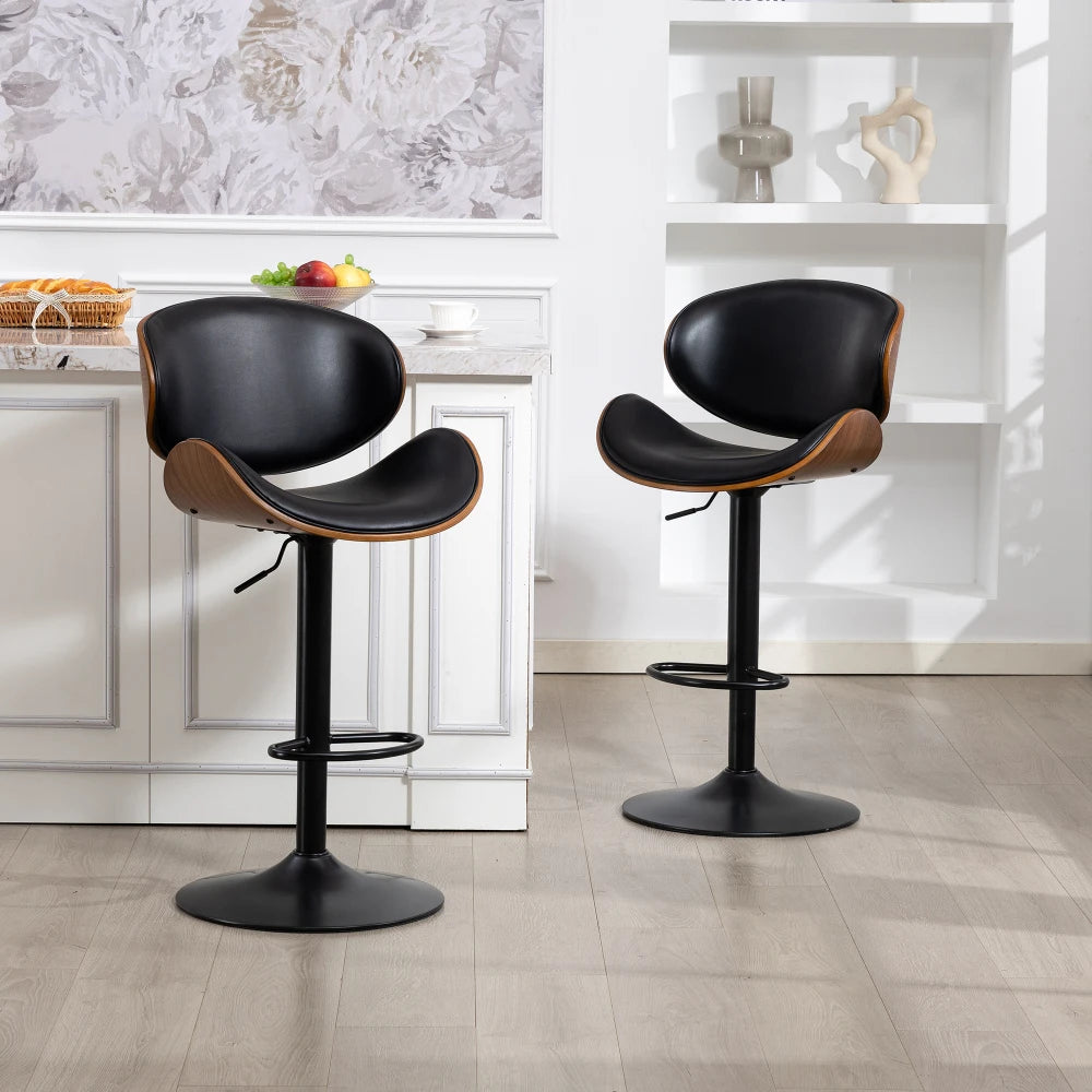 Barhocker 2er Set Formholz Schwarz – Premium Tresenstühle Höhenverstellbar & 360° Drehbar