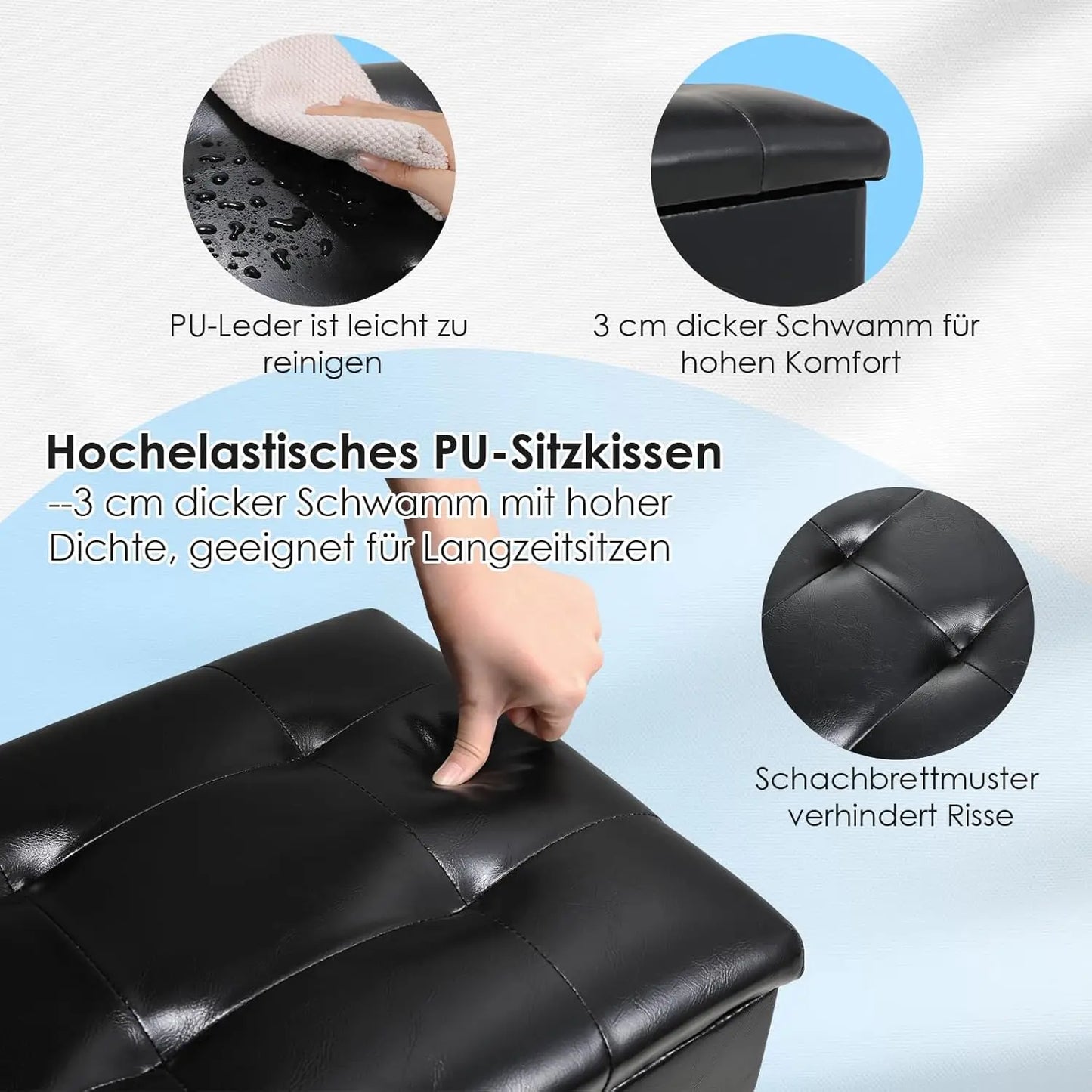 Höhenverstellbare Klavierbank mit Stauraum – Ergonomischer Pianohocker Schwarz Single & Doppel