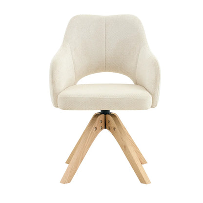 Drehbare Esszimmerstühle 2er Set Beige – Polsterstühle mit Massivholzbeinen & 360° Funktion