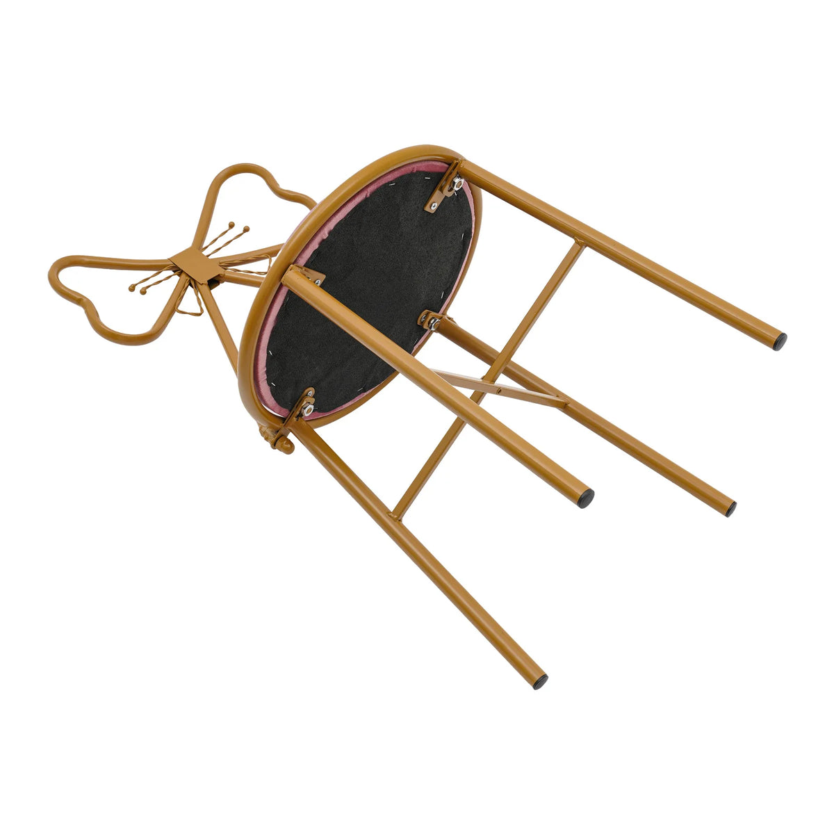 Schminktisch Stuhl Rosa mit Schmetterling Rückenlehne – Moderner Samt Kosmetikstuhl Gold