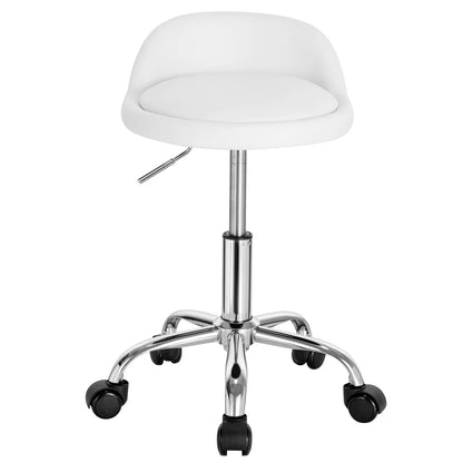 Höhenverstellbarer Rollhocker Samt Dunkelgrau – Ergonomischer Arbeitshocker mit Rückenlehne