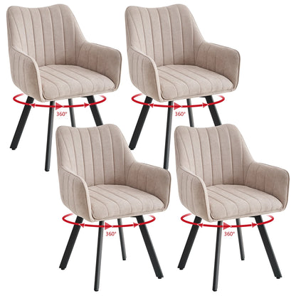 Drehbare Esszimmerstühle 2er Set Leinen – Moderne Polsterstühle mit Metalldesign & Ergo-Rückenlehne