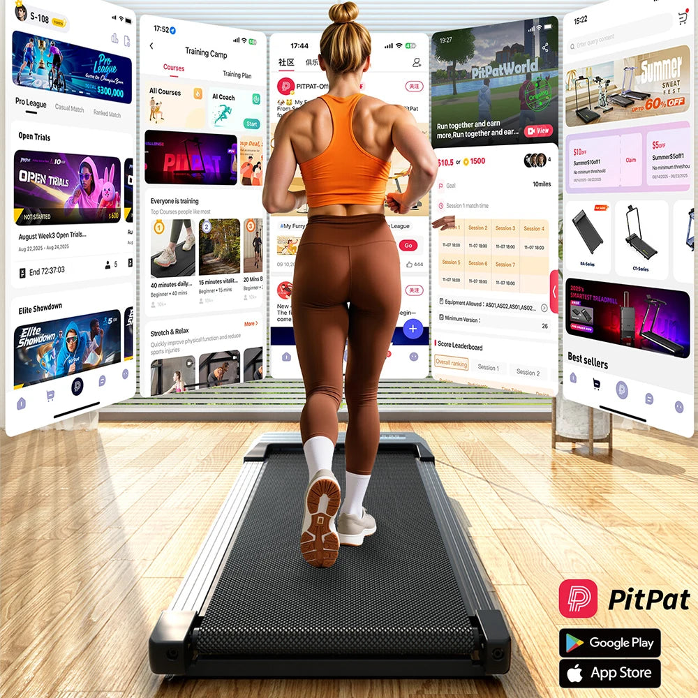Walking Pad Klappbar mit Steigung – Leises Laufband 2.5 PS mit App & LED Touchscreen bis 136kg