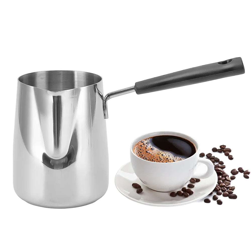 Türkisches Kaffeekännchen Edelstahl 600ml – Ibrik & Milchaufschäumkännchen mit Stiel