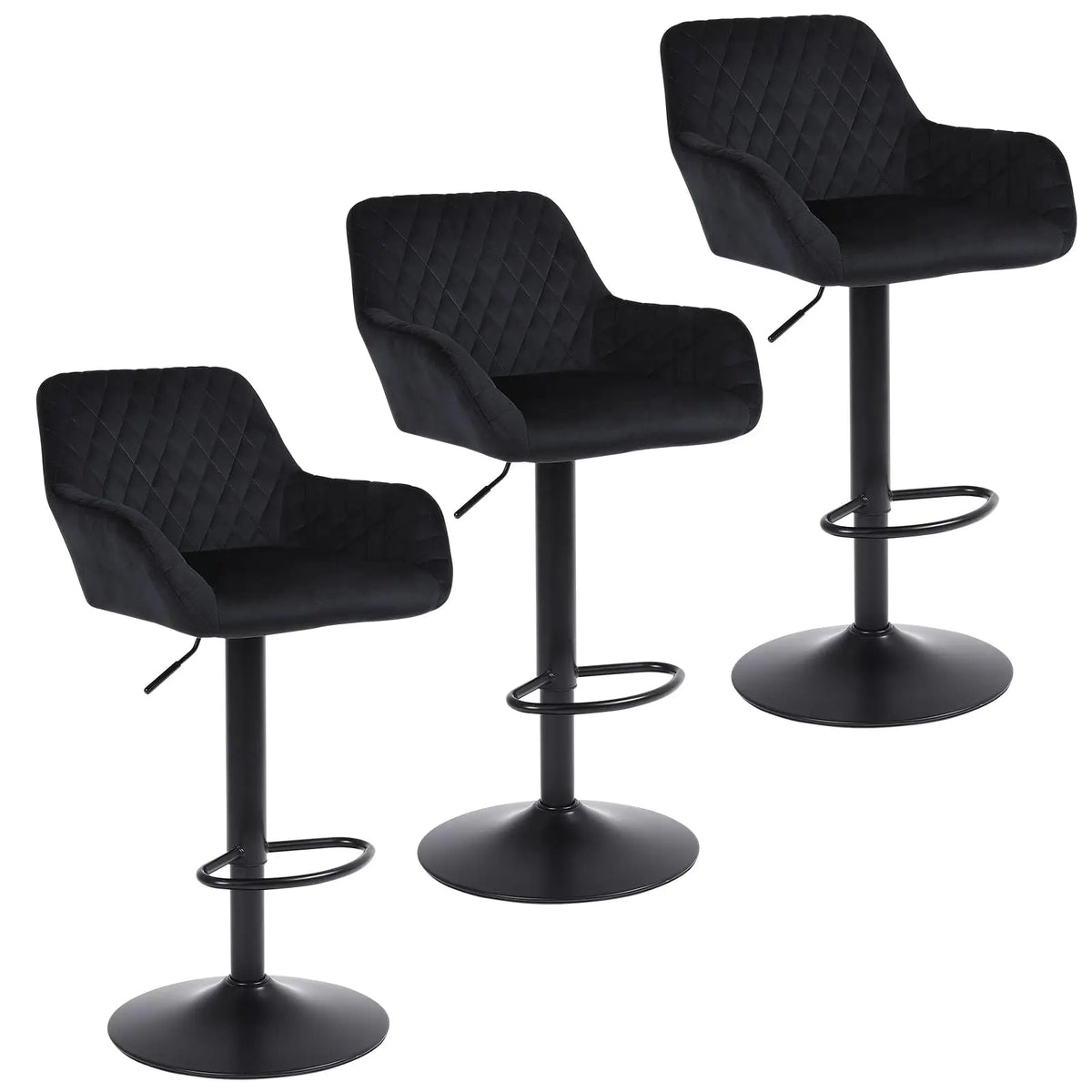 Barhocker 2er Set Schwarz – Hoehenverstellbare Tresenstuehle Drehbar aus Kunstleder fuer Kueche & Bar bis 150kg