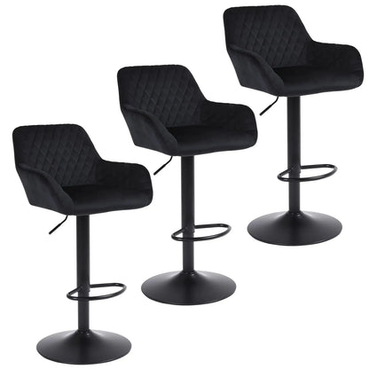 Barhocker 2er Set Schwarz – Hoehenverstellbare Tresenstuehle Drehbar aus Kunstleder fuer Kueche & Bar bis 150kg
