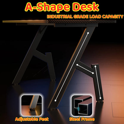 Gaming Schreibtisch Schwarz 120 cm – Ergonomischer PC Tisch mit Carbon-Optik & Haken