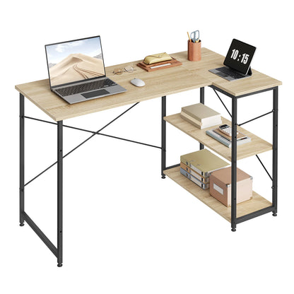 L-förmiger Eckschreibtisch 120 cm Holzoptik – Platzsparender Computertisch mit Regalen