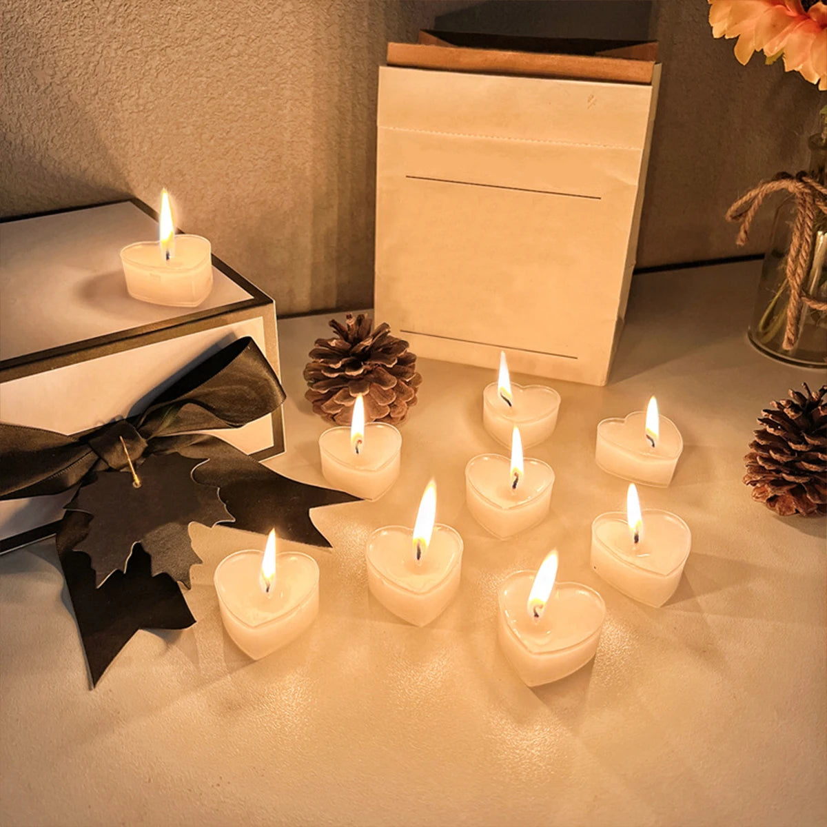 Herz Duftkerzen 9er Set – Romantische Teelichter für Antrag, Hochzeit & Valentinstag