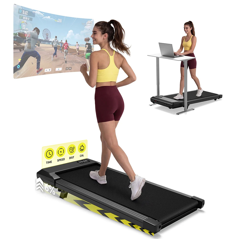 Walking Pad Klappbar mit Steigung – Leises Laufband 2.5 PS mit App & LED Touchscreen bis 136kg
