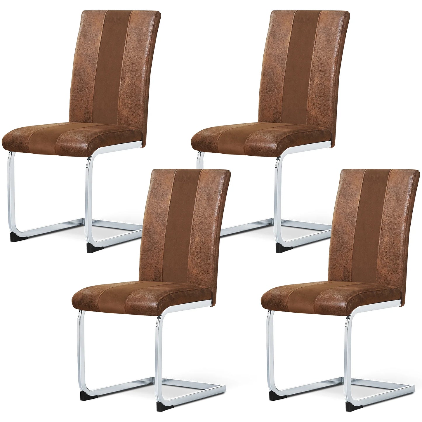 Esszimmerstuhl 4er Set Schwarz – Modernes Freischwinger Set aus PU Kunstleder mit Z-Form Metallgestell bis 120kg