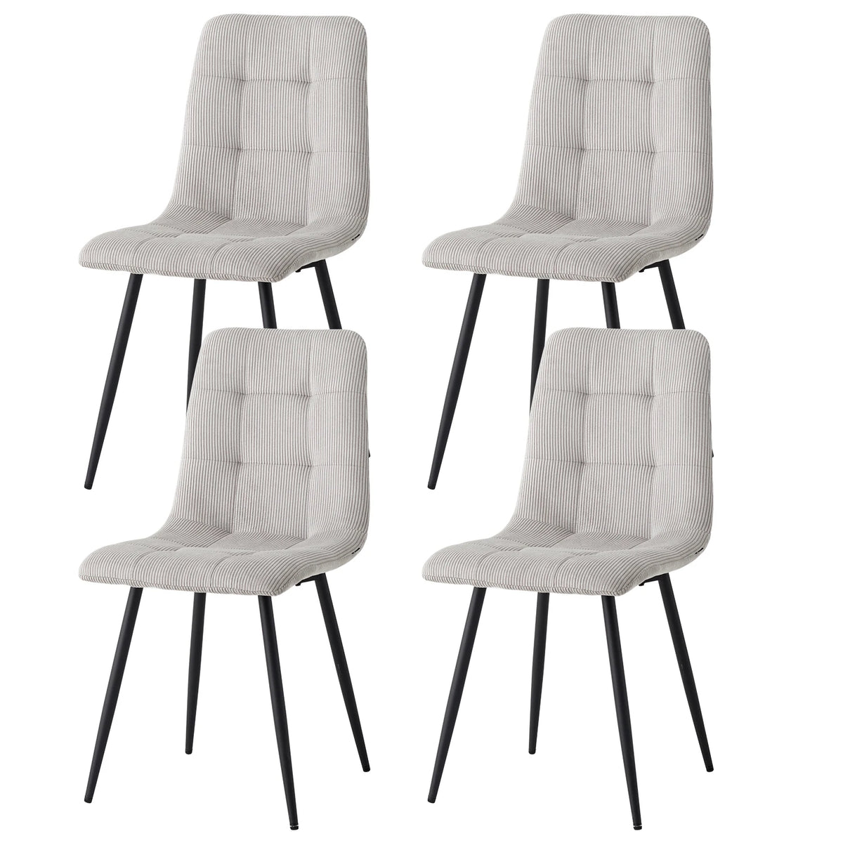 Polsterstühle Cord 2er Set Grau – Moderne Esszimmerstühle mit Metallbeinen für Küche & Wohnzimmer