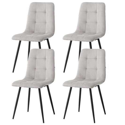 Polsterstühle Cord 2er Set Grau – Moderne Esszimmerstühle mit Metallbeinen für Küche & Wohnzimmer