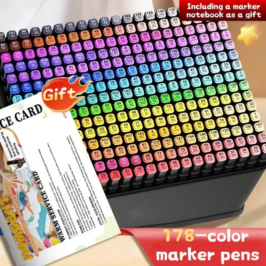 Alkoholmarker Set 168 Farben – Professionelle Layoutmarker mit Doppelspitze fuer Skizzen & Kunst