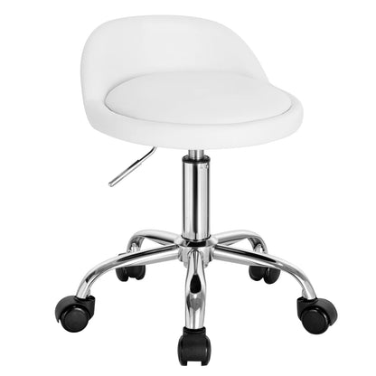 Höhenverstellbarer Rollhocker Samt Dunkelgrau – Ergonomischer Arbeitshocker mit Rückenlehne