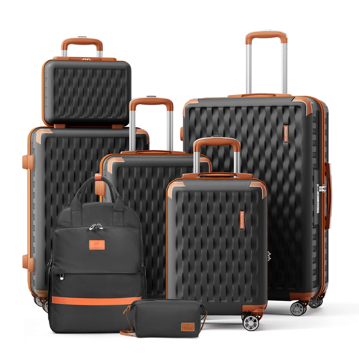 Kofferset 7-teilig Hartschale ABS – Reisekoffer Set mit TSA Schloss YKK Reissverschluss & Rucksack