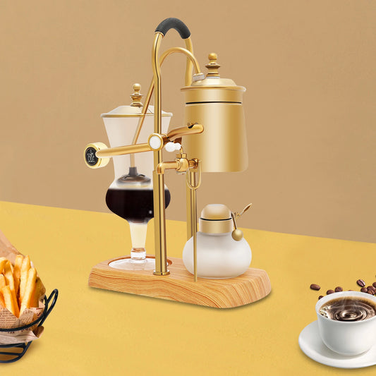 Siphon Kaffeemaschine Gold 400ml – Belgische Vakuum Kaffeebereiter aus Borosilikatglas