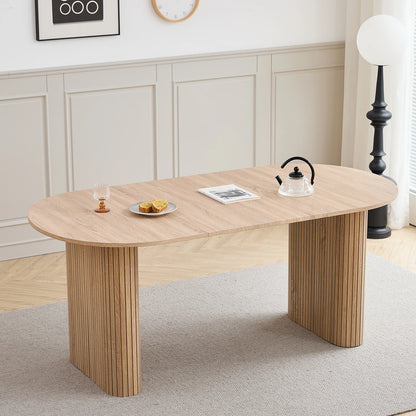 Ovaler Esstisch Holzoptik 160x90cm – Moderner Küchentisch aus MDF für 6 Personen