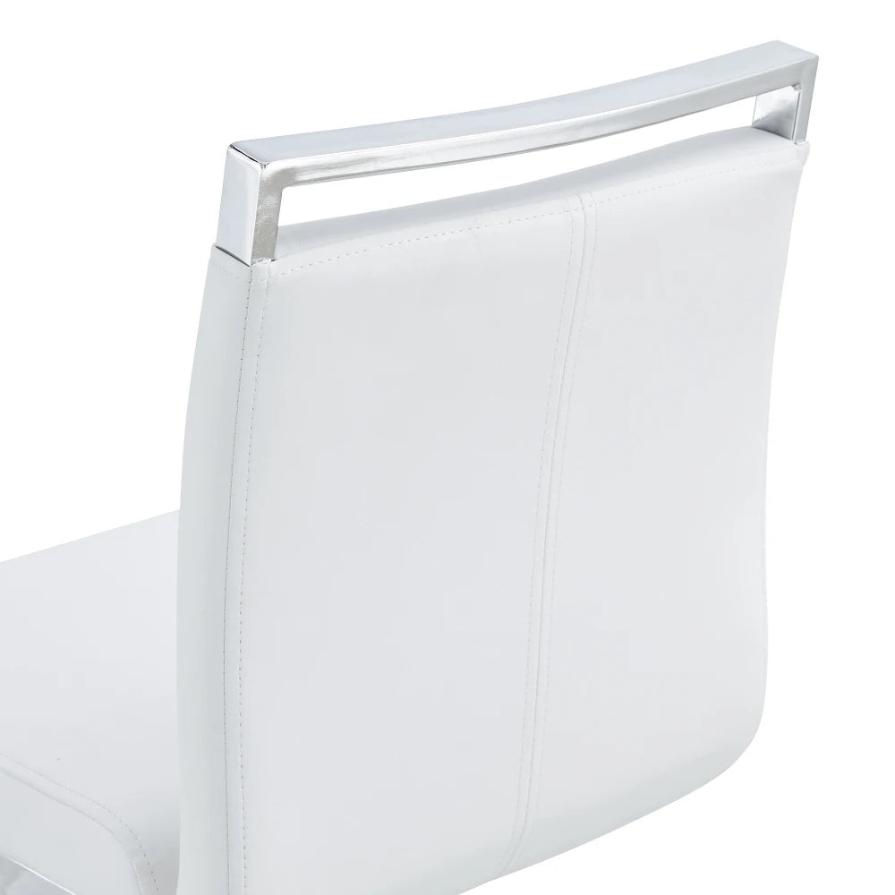Barhocker 2er Set Silber Weiß – Freischwinger Tresenstühle aus Kunstleder & Metall