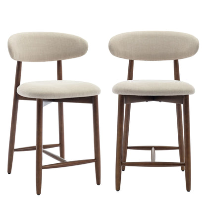 Barhocker 2er Set 64cm – Ergonomischer Polsterstuhl im Holzdesign fuer Kuecheninsel & Bar