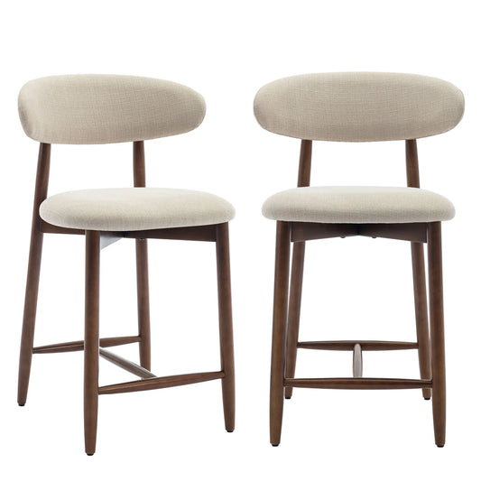 Barhocker 2er Set 64cm – Ergonomischer Polsterstuhl im Holzdesign fuer Kuecheninsel & Bar