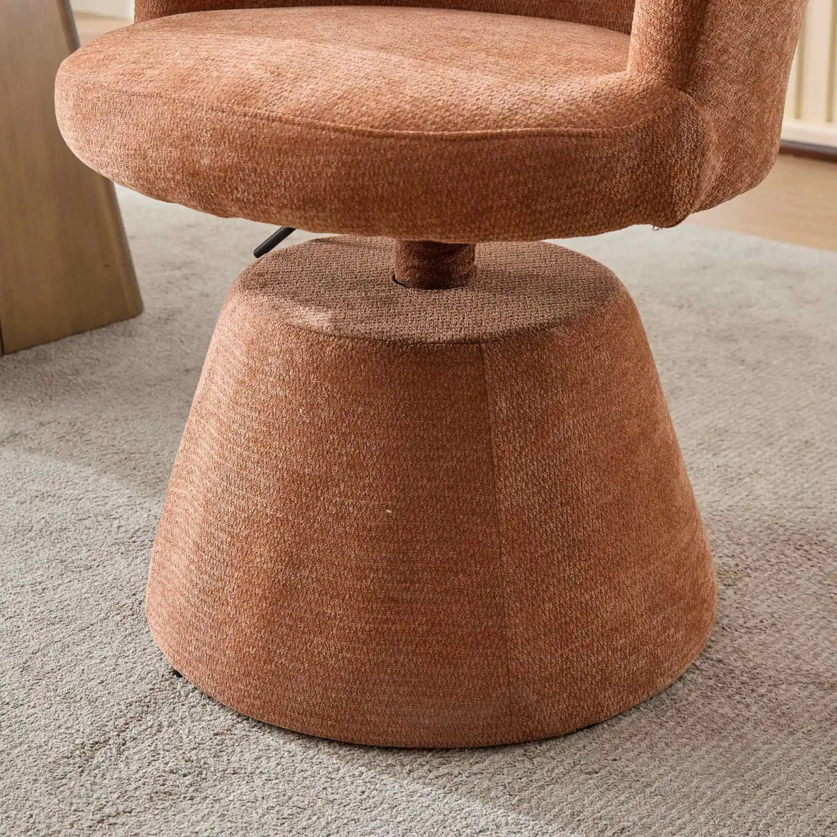 Ergonomischer Drehstuhl Chenille Höhenverstellung – Moderner Polstersessel mit Metalffuss